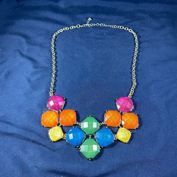 Jewelry - Colorful Chunky Statement Necklace With Adjustable Chain